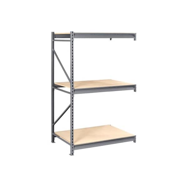 Tennsco Bulk Storage Rack, Wood Deck, 72"Wx36"Dx96"H, Add-On, Medium Gray